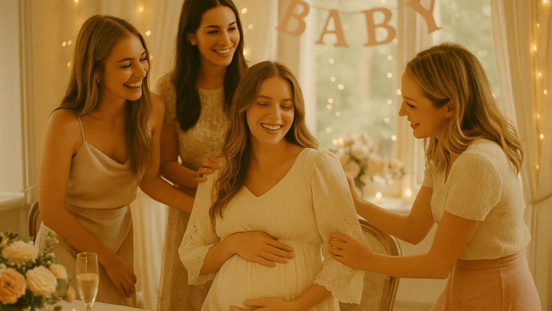 baby shower, fête, grossesse, maternité, future maman, bébé, célébration, organisation, thème, décoration, cadeaux, buffet, jeux, animation, amis, famille, invitations, photos, souvenirs, pastel, fille, garçon, gender reveal, DIY, liste de naissance, planning, douceur, originalité, mocktail, gâteau, photobooth, ambiance, émotions, surprise, idées, tendance, bienveillance, personnalisé, checklist